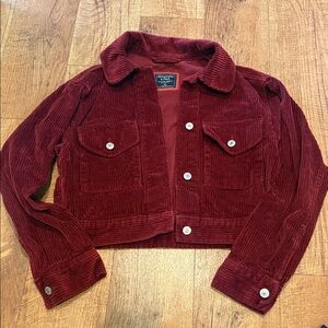 Women’s Abercrombie & Fitch maroon corduroy crop jacket sz XS